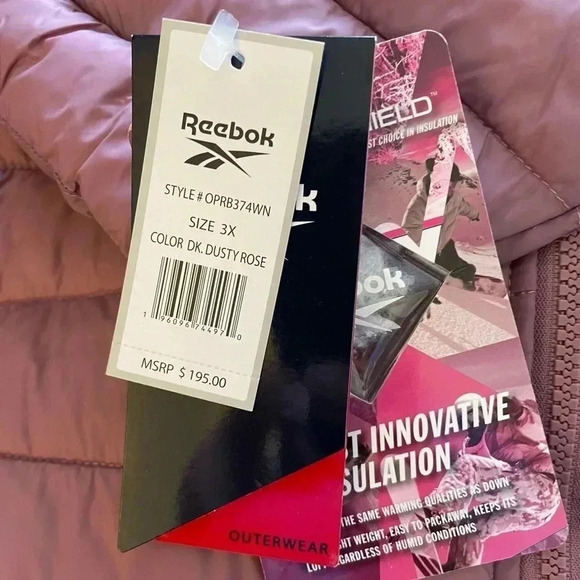 Reebok Women's Midweight Dusty Rose Puffer Coat  sz 3 X - Picture 4 of 9